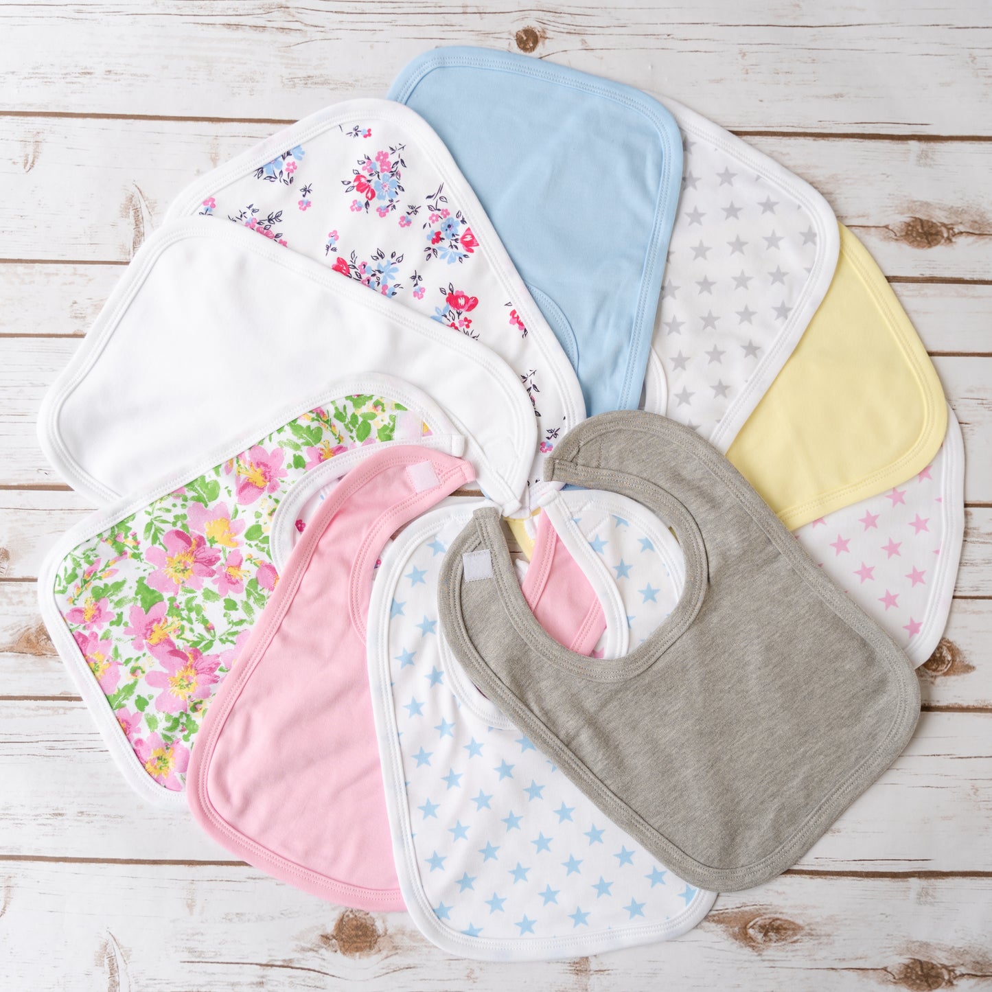 Newborn Floral Letterbox Set - Hat, Vest, Bib (Pink/Blue/White Floral)